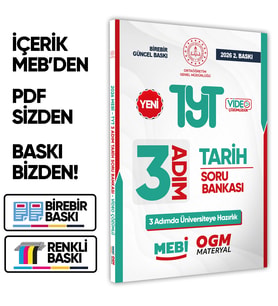 2026 TYT MEBİ-OGM 3 ADIM Tarih Soru Bankası RENKLİ A4 Boyut Video Çözüm BASKI ÜCRETİ