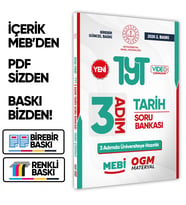 2026 TYT MEBİ-OGM 3 ADIM Tarih Soru Bankası RENKLİ A4 Boyut Video Çözüm BASKI ÜCRETİ
