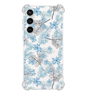PrintiFy Samsung S23 FE Uyumlu Köşe Korumalı Floral Mavi Tasarımlı Şeffaf Silikon Kılıf