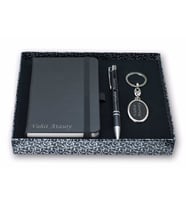 Kişiye ve İsme Özel Siyah Defter, Anahtarlık ve Kalem Seti