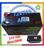 Umut Bilişim Teknolojileri 12v 7ah 12 Volt 7ah Amper Kuru Ti?p Bakimsiz Akü Pi?l Batarya 65 X 151 X 94 Mm