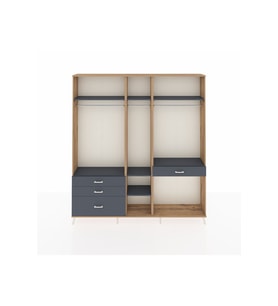 Arges Gardrop 7 Raflı 4 Çekmeceli 3 Askılı 220x30x243 Çam-Antrasit