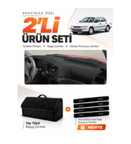 e-biz TOYOTA COROLLA EFSANE KASA (1991-1997) Uyumlu Torpido Örtüsü + Tay Tüyü Çanta - Siyah - TO012