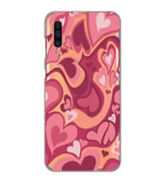 Samsung Galaxy A70 Uyumlu Kalp Desenli Şeffaf Telefon Kılıfı