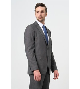 Gri Desenli Mono Yaka Astarlı 6 Drop Comfort Fit Rahat Kesim Takım Elbise 1001240178