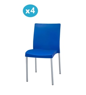 Omnipazar MT-CF875 Vortice Plastik Bahçe Balkon Sandalye 4'lü Set (Mavi)