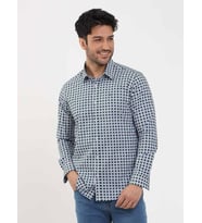 Yeşil Erkek Slim Fit Puantiyeli Brent Düğmeli Yaka Uzun Kol Gömlek