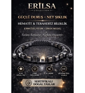 Sertifikalı Hematit Terahertz Bileklik - 8 MM Doğal Taş Unisex Ayarlanabilir Model (Çok Renkli)