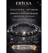 Sertifikalı Hematit Terahertz Bileklik - 8 MM Doğal Taş Unisex Ayarlanabilir Model (Çok Renkli)