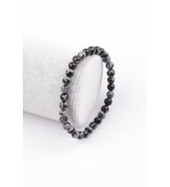 Karlı Obsidyen Doğal Taş Bileklik 6 mm Küre Kesim