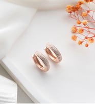 925 Ayar Gümüş Rose Zirkon Taşlı Halka Küpe