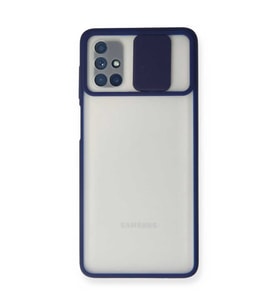 Samsung Galaxy M51 Kılıf Palm Buzlu Kamera Sürgülü Silikon - Lacivert