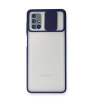 Samsung Galaxy M51 Kılıf Palm Buzlu Kamera Sürgülü Silikon - Lacivert