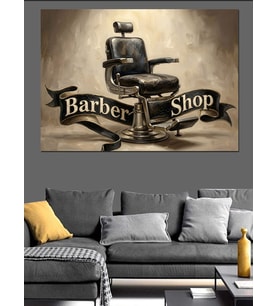 Barber Shop Nostaljik Berber Koltuğu Dekoratif Kanvas - Mdf Ahşap Tablo
