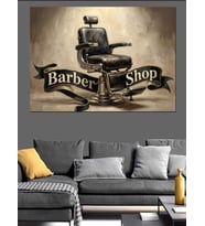 Barber Shop Nostaljik Berber Koltuğu Dekoratif Kanvas - Mdf Ahşap Tablo