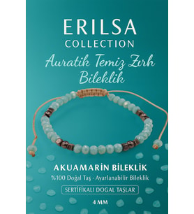 Sertifikalı Auratik Temiz Zırh Enerji Kalkanı Bilekliği - Akuamarin ve Terahertz Taşı (Çok Renkli)