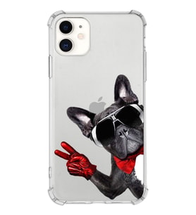 PrintiFy Apple iPhone 11 Uyumlu Köpek 2 Baskılı Şeffaf Köşe Korumalı Antişok Kılıf