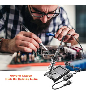 60W Havya Lehim Seti Multimetre Vakum Pompası Uç Seti Lehim Teli Cımbız Kılıf Elektronik Onarım Kiti