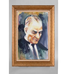 Çerçeveli Paspartulu Atatürk Tablo a556 (Gold)