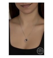 Crystal Taşlı Halka 925 Ayar Gümüş Kolye