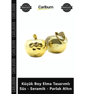 Özel Üretim Dekoratif Modern Gold Biblo Küçük Boy Elma Tasarımlı Süs Seramik Parlak Altın