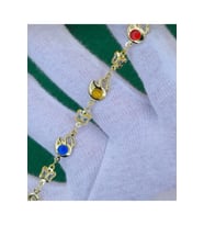 Kadın Gold Renk Zirkon Taşlı Özel Tasarım Bileklik 18 CM (Altın)