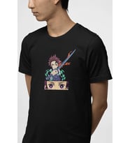 Demon Slayer Tanjiro Eyes Tişört (Siyah)