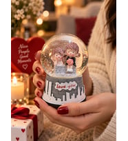 Işıklı Kar Küresi 9 cm Romantik Çift Figürlü Love You Kar Küresi Sevgiliye Hediye Dekoratif Biblo