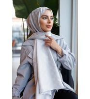 Dama Desen Şal Gümüş Gri
