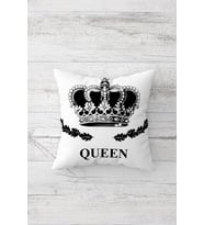 Queen Çift Tarafı Baskılı Gizli Fermuarlı Yastık Kılıfı Kırlent Koltuk Yastık Kılıfı (Beyaz)