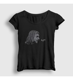 Presmono Kadın Siyah Words Nirvana Kurt Cobain T-Shirt 36113tt