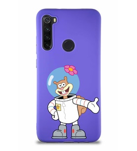 Xiaomi Redmi Note 8 Soft Premier Kapak Sandy Tasarımlı Silikon Kılıf - Mor (Şeffaf)