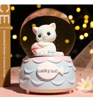 Püskürtmeli Mega Boy Kedi Kar Küresi Lucky Cat Işıklı Müzikli Her Şey Otomatik