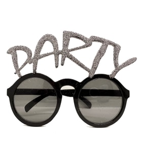 Gümüş Simli Party Yazılı Parti Gözlüğü Show 15x7 cm