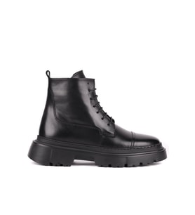 Shoetyle - Hakiki Deri Siyah Renk Fermuarlı Erkek Postal Bot - 250-13-206
