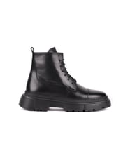 Shoetyle - Hakiki Deri Siyah Renk Fermuarlı Erkek Postal Bot - 250-13-206