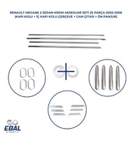 Renault Megane 2 Krom Aksesuar Seti 4 Parça (Kapı Kolu+İç Kapı Kolu Çerçeve+Ön Panjur+Cam Çıtası)