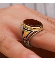 Düz Akiktaşlı 925 Ayar Gümüş Erkek Yüzük