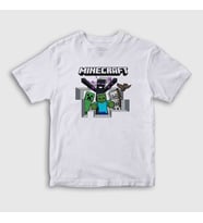 Presmono Unisex Çocuk Beyaz Squad Oyun Minecraft T-Shirt 369609tt
