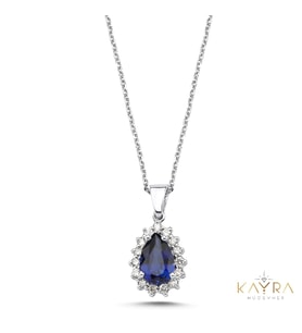 Damla Safir ve Pırlantalı Kolye PK15
