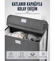 Lexroo Kapaklı Duvar Tipi Kirli Çamaşır Sepeti Yer Tasarrufu Sağlayan