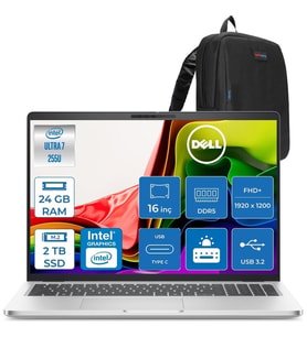 Dell Pro 16 Intel Core Ultra 7 255U 5.2ghz 24GB Ddr5 2tb SSD Freedos Intel® Aı Boost 16 Inç IPS Fullhd+ (1920X1200) Taşınabilir Bilgisayar PC16250BTO107F09 + Zetta Çanta
