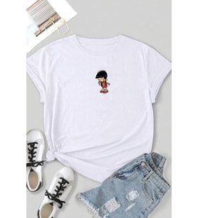 Unisex Chen Üzümlü Kekim Baskılı T-shirt (Beyaz)