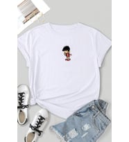 Unisex Chen Üzümlü Kekim Baskılı T-shirt (Beyaz)
