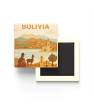 Bolivya - Bolivia - Paper Cut Art - Baskılı Buzdolap Magneti Kare - 9x9 cm