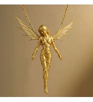 925 Ayar Gümüş Kadın Kolye, Gümüş Melek Kolye, Koruyucu Melek Kolyesi, Zarif Gümüş Kolye (Gold)