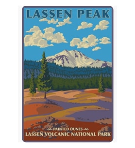 Lassen Volkanik Ulusal Parkı Boyalı Kum Tepeleri California Seyahat Tablo Ahşap Poster Dekoratif