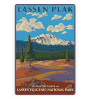 Lassen Volkanik Ulusal Parkı Boyalı Kum Tepeleri California Seyahat Tablo Ahşap Poster Dekoratif
