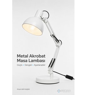 Metal Akrobat Masa Lambası Yaylı 360° Ayarlanabilir E27
