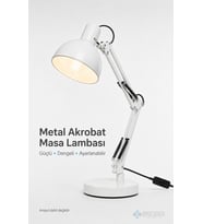 Metal Akrobat Masa Lambası Yaylı 360° Ayarlanabilir E27